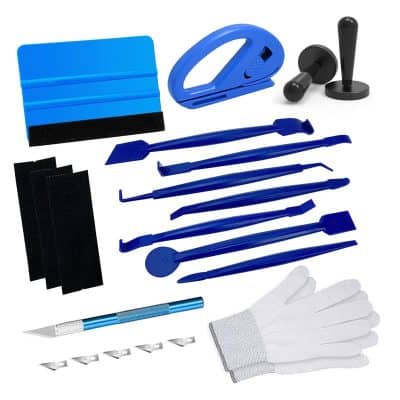 Blue plastic game repair tools set with precision knife, tweezers, etc. for electronics, crafts, and DIY projects. Includes cleaning cloth, replacement blades, and various pry tools. Perfect for screen repairs and detailing.