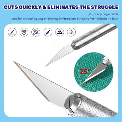 Precision surgical scalpel with 25° sharp angle blade for detailed cutting and trimming. Ideal for medical and beauty procedures requiring accuracy.