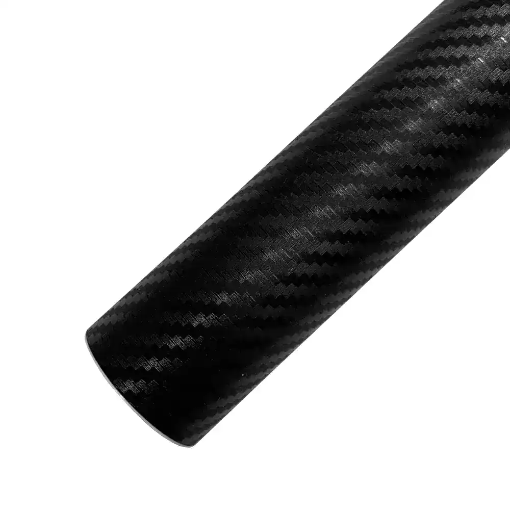 Black carbon fiber vinyl wrap for car customization and interior detailing.