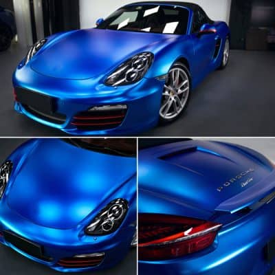 Blue Porsche sports car with sleek design and high-performance features, displayed at Monalisa Store.