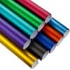 Vivid metallic-colored rolls of adhesive vinyl sheets for crafts, signage, and customization projects.