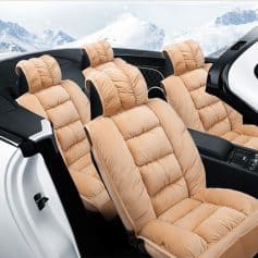 Luxury beige car seat cushions, premium vehicle interior comfort, Monalisa Store auto accessories for car interior enhancement, plush seat padding for SUVs and sedans, high-quality car seat covers for a comfortable ride.