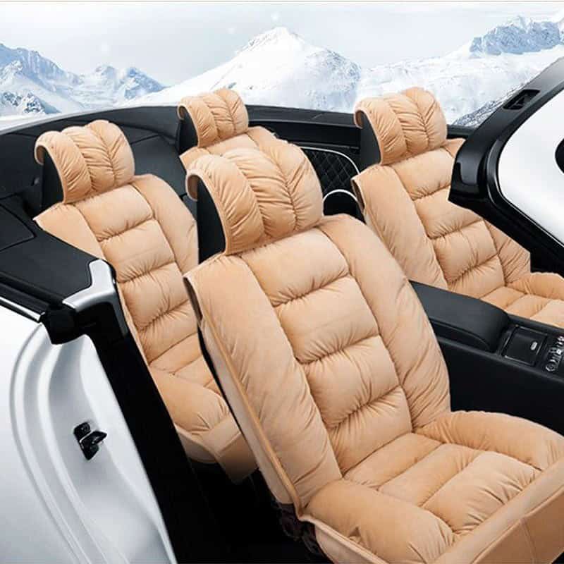 Luxury beige car seat cushions, premium vehicle interior comfort, Monalisa Store auto accessories for car interior enhancement, plush seat padding for SUVs and sedans, high-quality car seat covers for a comfortable ride.