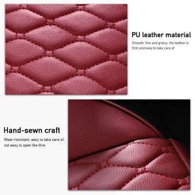 PU leather material with fine grain texture, durable and easy to maintain for luxury handbags and accessories.