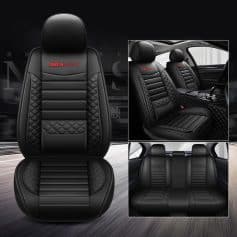 Seat cover for car interior, black leather with diamond stitching, premium automotive seat protector, universal fit, luxury car accessories, Monalisa Store.