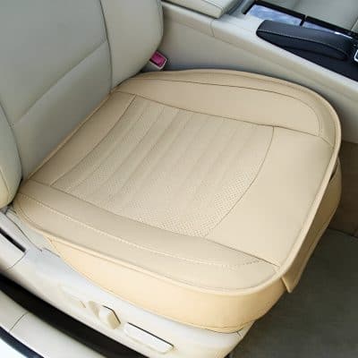 Luxury car seat cushion, beige leather interior, comfortable vehicle seating, premium car upholstery, Monalisa Medical car accessories for comfort and style.