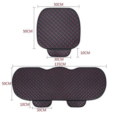 Non-slip black and red car seat cushion with adjustable size dimensions for enhanced comfort and support. Suitable for vehicle use, featuring a anti-skid surface and ergonomic design for a safer ride.