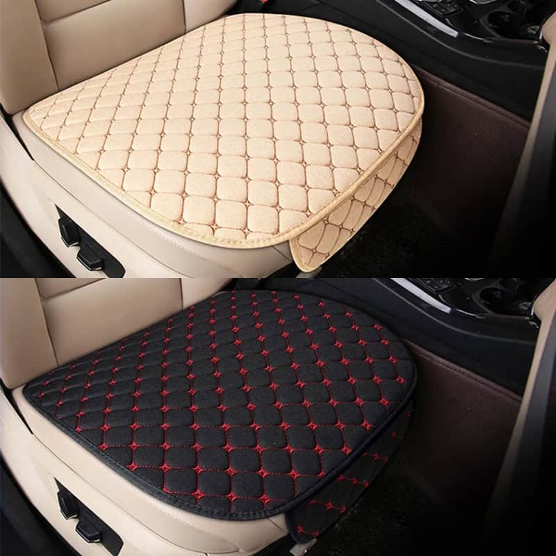 Comfortable car seat cushion padding for vehicle interior, beige color with quilted design, enhances driver and passenger comfort, stylish and durable seat protectors from Monalisa Store.