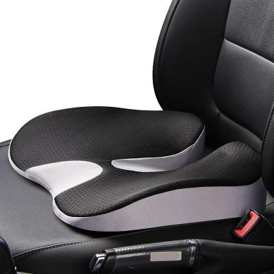 Ergonomic car seat cushion for lumbar support and comfort, designed for driving, office, or home use, reduces pressure points and improves posture.