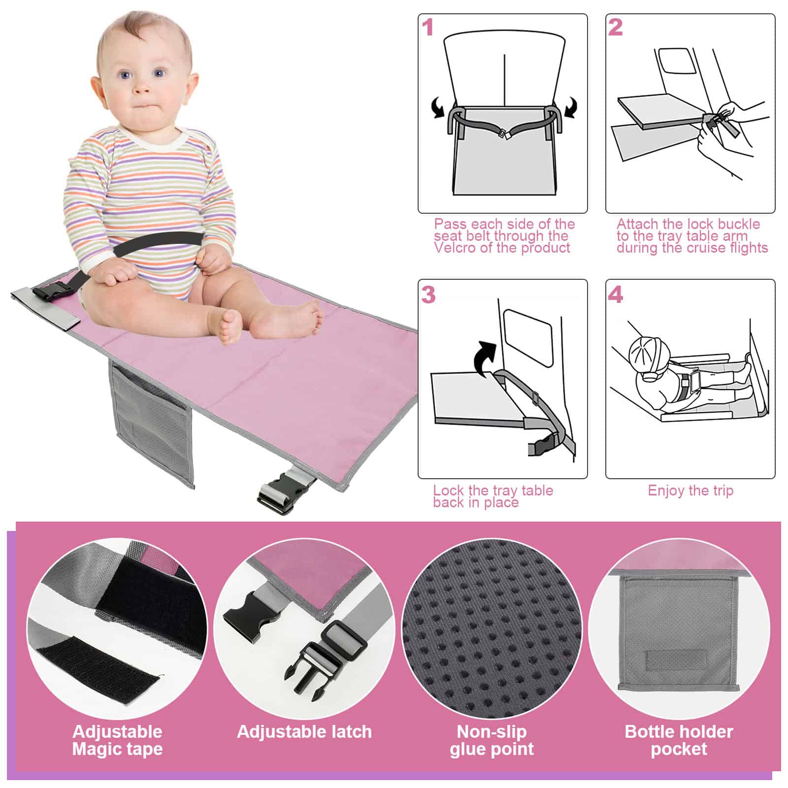 - Adjustable baby car seat belt, cradle safety harness for child travel, secure and comfortable car seat safety accessories.