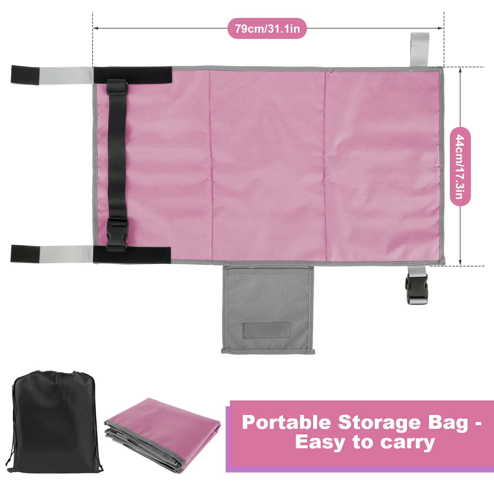 Light pink portable storage bag for medical, cosmetic, or spa supplies, compact and travel-friendly, includes a carrying pouch and adjustable straps for easy transport and organization.