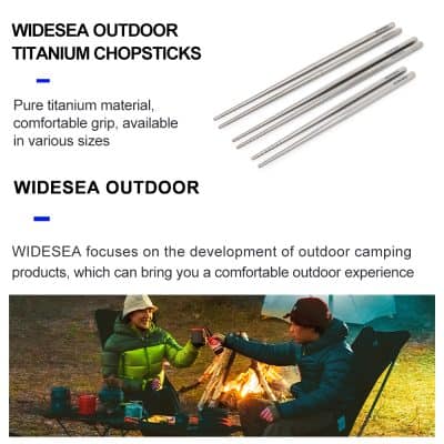 Titanium chopsticks for outdoor camping, made of pure titanium, lightweight, durable, and available in various sizes for outdoor cooking and dining experiences.