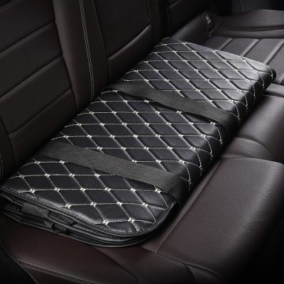 Comfortable car seat cushion with diamond-stitched black leather design, perfect for vehicle comfort and support. Ideal for enhancing driving experience and protecting seats.