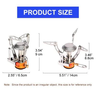 Stove burner size comparison, portable camping gas stove, lightweight camping outdoor stove for hiking, compact gas burner for backpacking and travel.