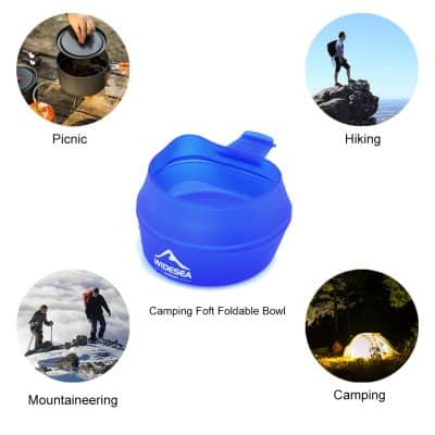 Portable folding water bottle ideal for camping, hiking, and outdoor activities, featuring a leak-proof design for mountain adventures and picnics.