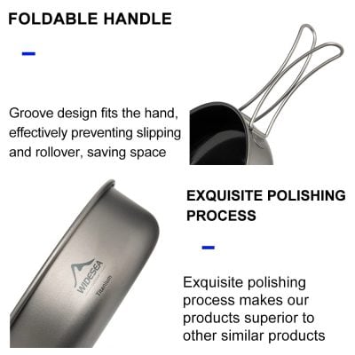 Foldable handle kitchen cookware, anti-slip groove design, space-saving, durable titanium materials for premium quality, Monalisa Store.