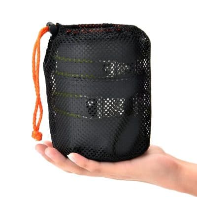 Limited edition black protective eyewear storage case with breathable mesh design and orange drawstring for convenience. Perfect for storing and carrying eye accessories or protective glasses securely.