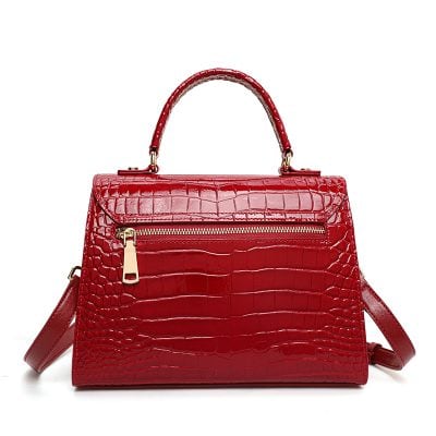 Luxurious red crocodile pattern leather handbag from Monalisa Store, perfect for fashion-forward women. Stylish, high-quality accessory ideal for everyday use and special occasions.