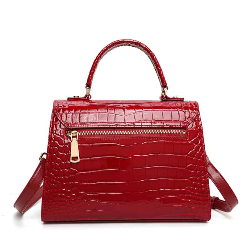 Luxurious red crocodile pattern leather handbag from Monalisa Store, perfect for fashion-forward women. Stylish, high-quality accessory ideal for everyday use and special occasions.
