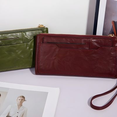 High-quality leather eyeglass cases in green and red colors, showcasing stylish design and secure storage for eyewear, available at Monalisa Medical Store.