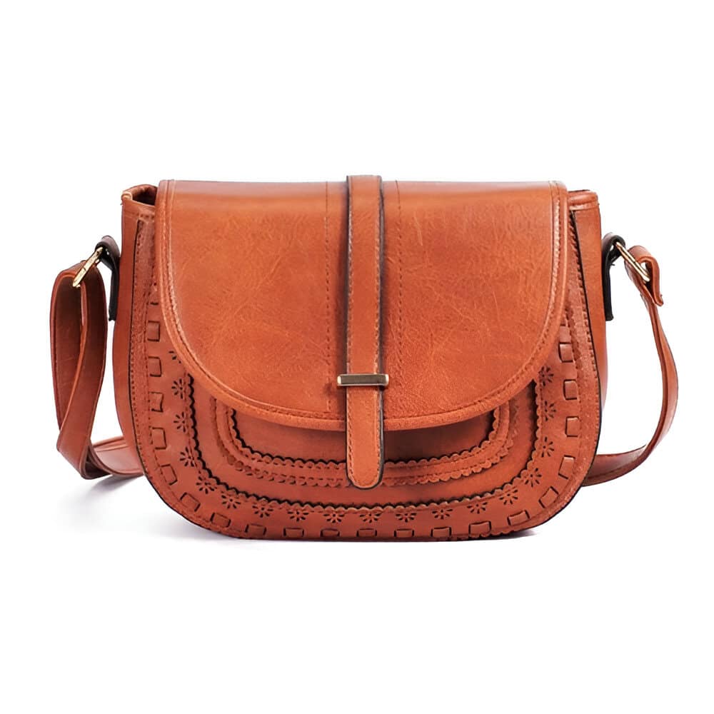 Premium leather shoulder bag with intricate cutout embroidery, perfect for stylish women seeking luxury accessories. Versatile, elegant, and durable, ideal for everyday use or special occasions.