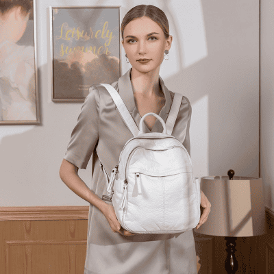 Backpack for women, white stylish backpack, Monalisa Store fashion backpack, modern leather backpacks for women at Monalisa Medical, trendy and durable handbags for women.