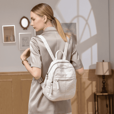 Durable white backpack for women, stylish and functional, ideal for school, work, or travel, available at Monalisa Store for trendy and reliable accessories.