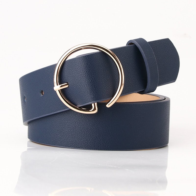 Rich blue leather belt with elegant gold buckle, perfect for stylish outfits and daily wear. High-quality, durable craftsmanship for comfort and fashion. Ideal accessory from Monalisa Store for women and men.