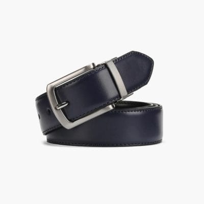 Genuine leather navy blue men's belt with silver buckle, stylish and durable, perfect for formal and casual wear. Available at Monalisa Medical Store for high-quality opt accessories.