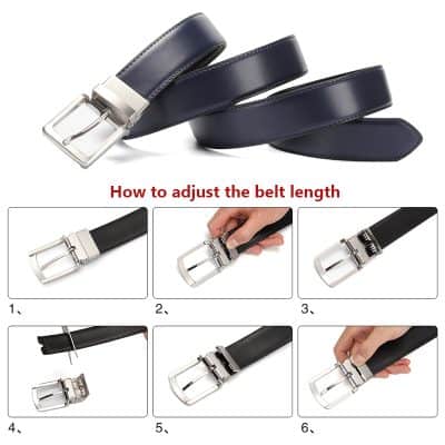 Adjustable navy blue leather belt for men and women, sleek modern design, perfect for formal and casual wear, Monalisa Store.