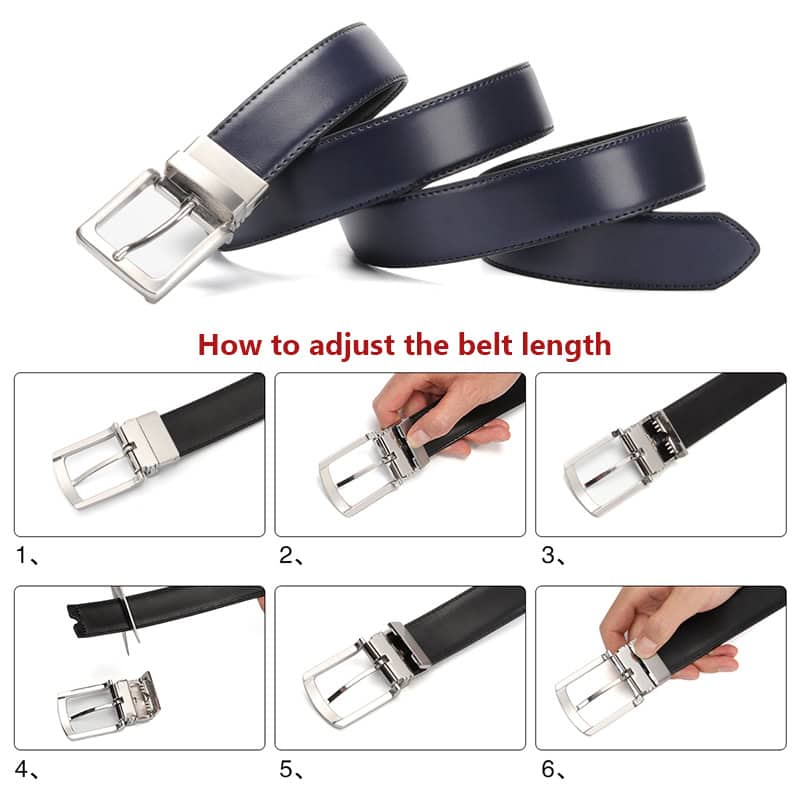 Adjustable navy blue leather belt for men and women, sleek modern design, perfect for formal and casual wear, Monalisa Store.