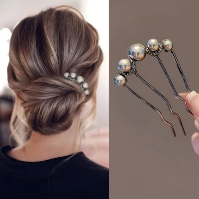 Hair accessory with pearl accents for elegant hairstyles at Monalisa Medical Store. Ideal for weddings, formal events, or everyday fashion, enhancing your beauty and style.