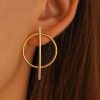 Gold geometric hoop and bar earring, modern jewelry design for women, stylish accessory for everyday fashion, Monalisa Medical store collection.