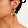 Dainty floral earrings with red accents, perfect for enhancing your jewelry collection. Made for stylish women seeking elegant, quality accessories from Monalisa Store.