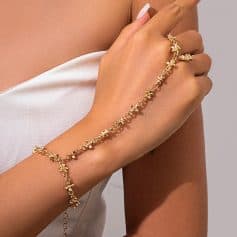 Delicate gold chain bracelet and ring jewelry, stylish and elegant accessories, perfect for enhancing your look, available at Monalisa Medical Store for fashionable women.