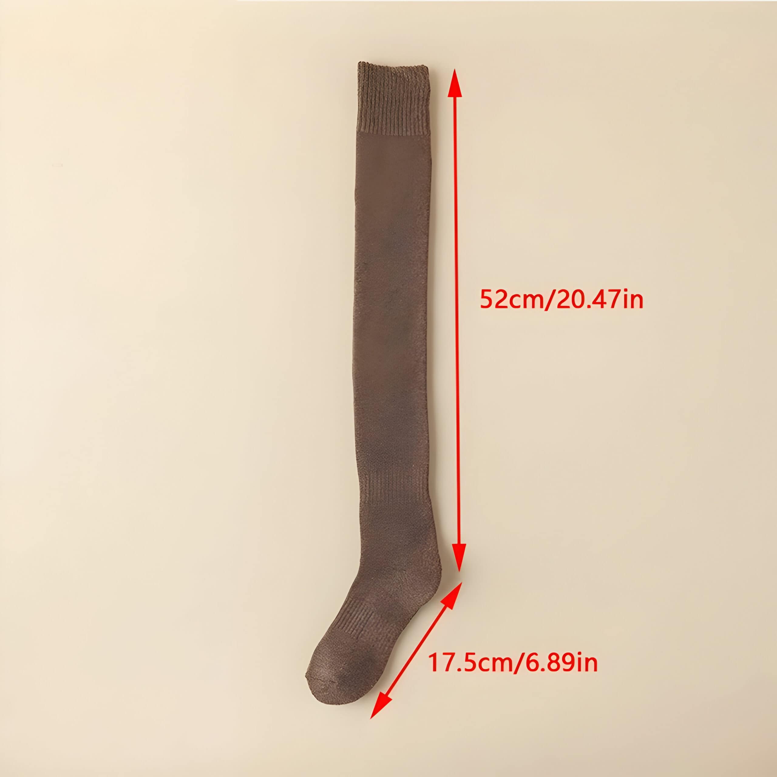 Compression sock for leg support and circulation improvement, measuring 52cm in length and 17.5cm in width, ideal for medical and wellness needs.