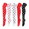 Red and white polka dot knee-high socks with black accents, fashion accessories for women and men, stylish and comfortable hosiery, perfect for casual or party wear, Monalisa Store.