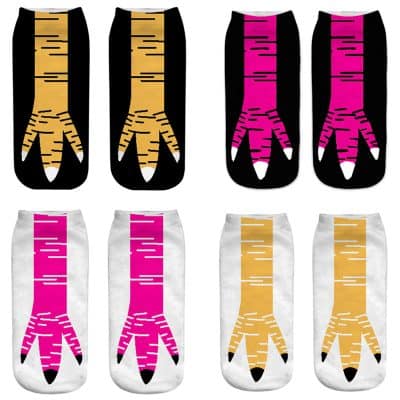 Flamingo and tiger print socks with bold colors and playful design, perfect for fashion-forward individuals, available at Monalisa Store.