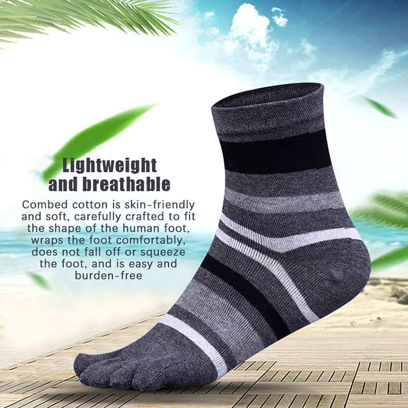 Combed cotton ankle sock with black and gray stripes, lightweight and breathable for comfort and foot support, ideal for casual wear and sports activities at Monalisa Store.