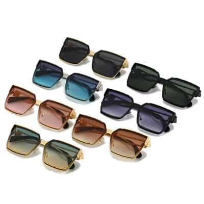 Fashionable designer sunglasses with colorful tinted lenses and gold or black frames, available at Monalisa Store for stylish sun protection and eye comfort.