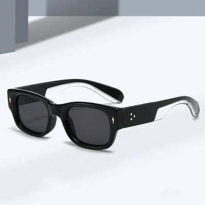 Sunglasses with black frame and dark lenses, stylish and modern eyewear for sun protection.
