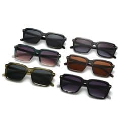 Black sunglasses with rectangular frames and tinted lenses, ideal for fashion and sun protection at Monalisa Store.