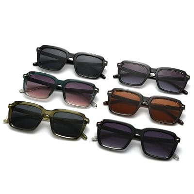 Black sunglasses with rectangular frames and tinted lenses, ideal for fashion and sun protection at Monalisa Store.