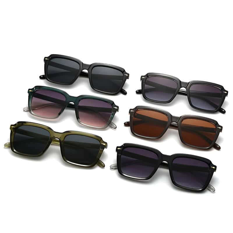 Black sunglasses with rectangular frames and tinted lenses, ideal for fashion and sun protection at Monalisa Store.