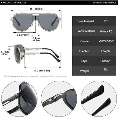 Stylish women's and men's UV400 sunglasses with alloy and PC frame, lightweight design, and polarized lenses perfect for fashionable eye protection.