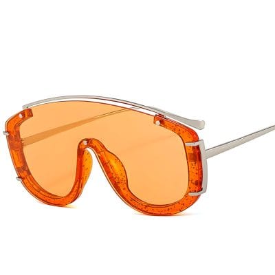 Bright orange mirrored sunglasses with a stylish frame perfect for fashion-forward eye protection and UV shielding.