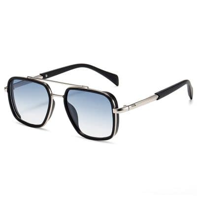 Sunglasses with black and silver frame and gradient lenses, stylish eyewear for fashion and UV protection. Perfect for men and women seeking premium optical accessories.