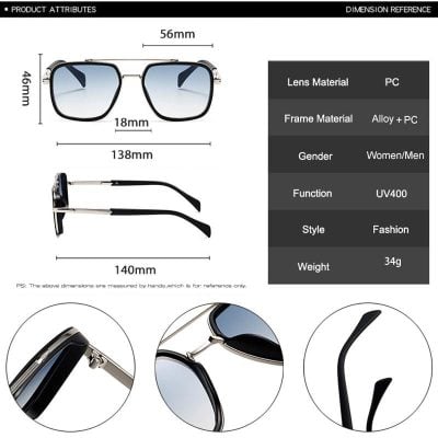 Shiny black fashion sunglasses with UV400 protection and modern frame design for women and men, lightweight and stylish eyewear for sun protection.