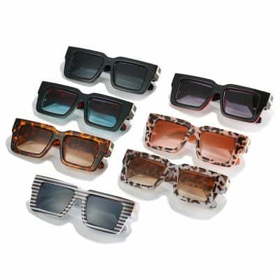Bold and stylish sunglasses in various patterns including tortoiseshell, black, and striped, perfect for fashion-forward individuals and eyewear enthusiasts.
