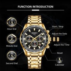Luxurious gold men's watch with multiple dials and chronograph features, ideal for stylish fashion accessories and luxury timepieces from Monalisa Store.